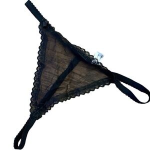 Vintage Sheer Black Thong Panties‎